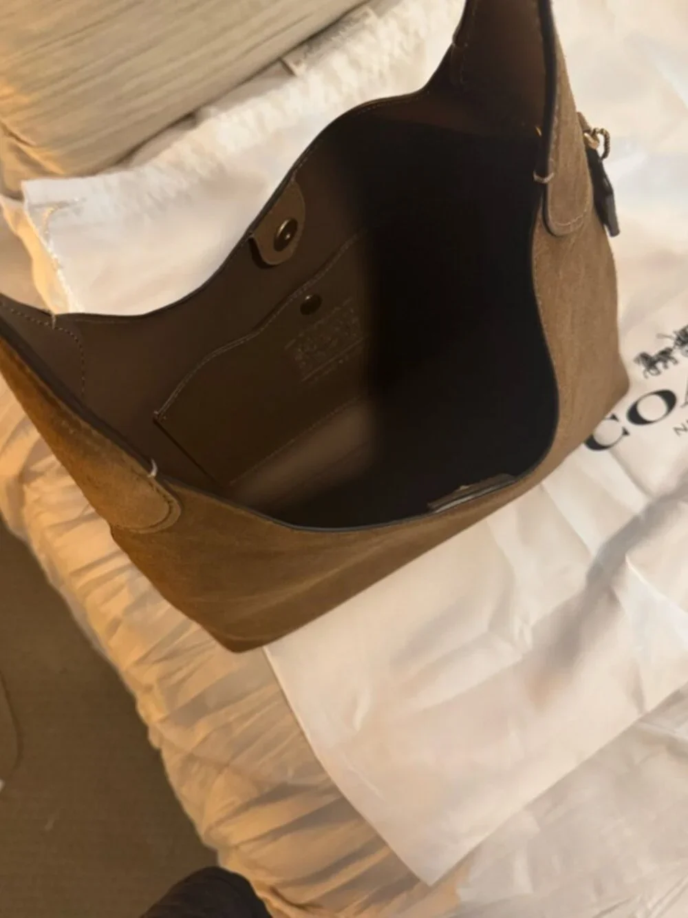 Coach Minimalist Suede Hobo Bag - Brown - Picture 4 of 5